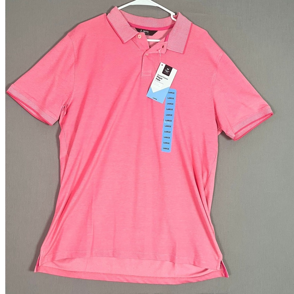 Member's Mark Pique Polo Large Cotton Stretch Bright Rose Classic Dadcore NEW